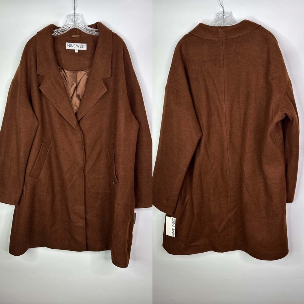 Nine West Women's Rust Brown Wool Blend Peacoat Size XXL NWT